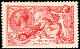 1918-19 5/- Bradbury Seahorse Fine Lightly Mounted Mint. - Unused Stamps