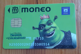 JOLIE CARTE MONEO PORTE MONNAIE ELECTRONIQUE LA POSTE SHREK PEU COURANT T.B.E !!! - Monéo