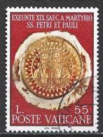 Città Del Vaticano, 1967 - 55 Lire Vetro Dorato - Nr.450 - Usato° - Gebraucht