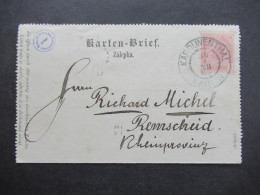 Österreich 1895 Karten Brief Stempel Karolinenthal Karlin Abs. Stp. Mat. Piwnicka Carolinenthal Nach Remscheid Mit Ank. - Andere & Zonder Classificatie