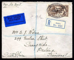 1928 2/6 From The Perfect "R" Plate, Single Franking Well Tied On A 1931 Registered Airmail Cover Dublin To Pretoria - Covers & Documents