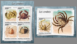 CENTRAL AFRICAN 2022 MNH Crabs Krabben Crabes M/S+S/S - OFFICIAL ISSUE - DHQ2325 - Crustaceans