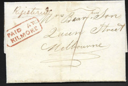 AUSTRALIA NEW SOUTH WALES 1845, PAID AT KILMORE Regist.Letter To Melbourne VF - ...-1854 Prefilatelia
