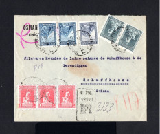 K293-TURKEY-REGISTERED OTTOMAN BANK COVER ISTANBOUL To SCHAFFHOUSE (switzerland).1929.Enveloppe Recommande TURQUIE - Storia Postale