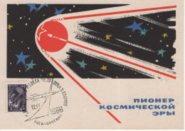 Latvia USSR 1962 Space Age Pioneer, Cosmos Rocket, Canceled In Riga 1966, Card Maximum - Cartes Maximum