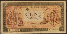 French Indochina Indo China Indochine Laos Vietnam Cambodia 100 Piastres VF Banknote Note 1942-45 - Pick # 73 / 2 Photos - Indocina