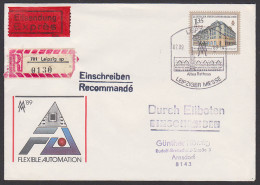 Leipziger Frühjahrsmesse 1989 Eil-R-Brief Leipzig Altes Rathaus DDR U9, Rs. Eing.-St., Handelshof Am Naschmarkt - Sobres - Usados