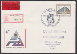 Magdeburg Ausstellung DDR U9, Rs. Eing.-St., Handelshof Am Naschmarkt Leipziger Frühjahrsmesse 1989 Eil-R-Brief  - Sobres - Usados