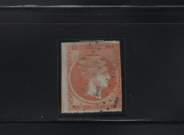 GREECE 1868/69 LARGE HERMES HEAD 10 LEPTA USED STAMP INVERTED "1" , BUT THIN HELLAS No 26aNa - Oblitérés