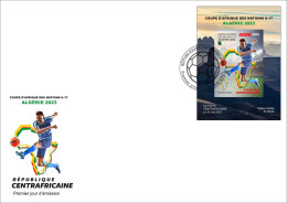 CENTRAL AFRICAN 2023 - SHEET 1V - FOOTBALL AFRICA CUP OF NATIONS ALGERIA ALGERIE COUPE D' AFRIQUE HOGGAR - IMPERF FDC - Afrika Cup