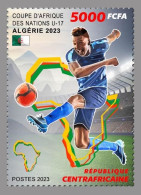 CENTRAL AFRICAN 2023 - STAMP 1V - FOOTBALL AFRICA CUP OF NATIONS ALGERIA ALGERIE COUPE D' AFRIQUE HOGGAR - MNH - Afrika Cup