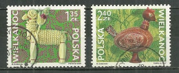 POLAND Oblitéré 4040-4041 Pâques Agneau En Paille Poule En Bois Animal Animaux - Used Stamps