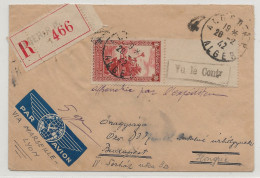 ALGERIE Daguin Alger 1942 Lettre Par Avion Recommandée > HONGRIE Budapest Via MARSEILLE LYON GENEVE Cachet VU CONTROLE - Lettres & Documents