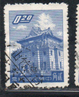 CHINA REPUBLIC REPUBBLICA DI CINA TAIWAN FORMOSA 1959 1960 CHU KWANG TOWER QUEMOY 20c USED USATO OBLITERE' - Gebraucht