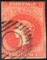 South Australia 1856-58 2d Orange-red Wmk 2 4 Margins Fine Used. - Usados