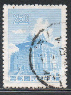 CHINA REPUBLIC REPUBBLICA DI CINA TAIWAN FORMOSA 1960 1961 CHU KWANG TOWER QUEMOY 2.50$ USED USATO OBLITERE' - Used Stamps