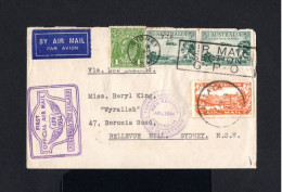 S80-AUSTRALIA.AIRMAIL FIRST OFFICIAL COVER KAITAIA To NEW ZEALAND.1934.WWII.Brief.ENVELOPPE AERIEN AUSTRALIE - Lettres & Documents