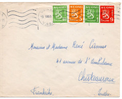 67541 - Finnland - 1953 - 10Mk Wappen MiF A Bf VAASA -> Frankreich - Briefe U. Dokumente