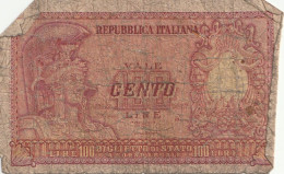 BANCONOTA -100 LIRE ELMATA REPUBBLICA ITALIANA - 100 Lire
