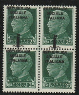 ITALY 1944 - Lire 25 Green Blk Of 4 - Heavy Ovpt Shift - Express Mail