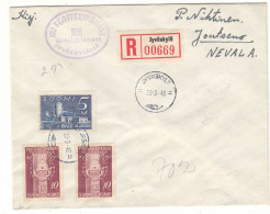 Finlande - Lettre Recom De 1948 - Oblit Jyväskylä - Exp Vers Joutseno - - Covers & Documents