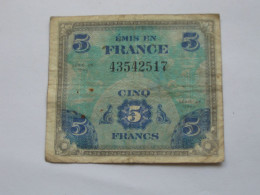 ASSEZ RARE Billet De Débarquement - 5 Francs DRAPEAU FRANCE 1944 - Sans Série   **** EN ACHAT IMMEDIAT **** - 1944 Drapeau/France