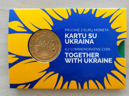 LITUANIE 2023 - UKRAINE - COINCARD - 2 EUROS COMMEMORATIVE - PLAQUE OR - VERGOLDET - Litauen