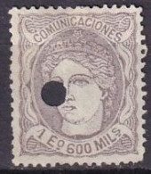 ESPAGNE - 1 E. 600 Violet-gris Perforé D'un Cercle - Unused Stamps