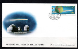 SPACE - CHILE - 1985 - HALLEYS COMET  ILLUSTRATED FDC - Südamerika