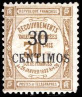 French Morocco 1909-10 30c Postage Due (pulled Corner Perf) Lightly Mounted Mint. - Timbres-taxe