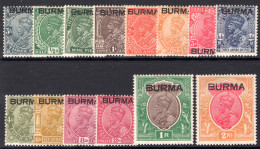 Burma 1937 Set To 2r Lightly Mounted Mint. - Burma (...-1947)