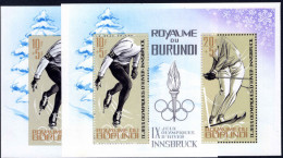 Burundi 1964 Winter Olympic Games Perf And Imperf Souvenir Sheets Unmounted Mint. - Unused Stamps