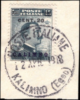 Calimno 1912-21 20c On 15c Slate Fine Used On Piece. - Egeo (Calino)