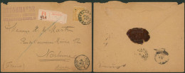 émission 1884 - N°50 Sur Lettre En Recommandé De Bruxelles 3 (étiquette Reco !) > Narbonne - 1884-1891 Leopoldo II