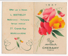 Ancienne Carte Parfumée Publicitaire Calendrier 1937 POIS DE SENTEUR CHERAMY Paris Parfum Perfume Card - Vintage (until 1960)