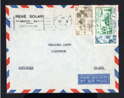 S4461-ETABLISSEMENTS DE L'OCEANIE-AIRMAIL COVER PAPEETE To RIQUEWIHR (france) 1954.Enveloppe FRENCH OCEANIA. - Storia Postale