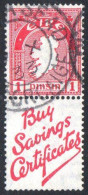 1931-39 1d Attached To Label Buy Savings Certificates, Wmk. Inverted, Fine Used In 1933 With Cork Double-ring Cds - Gebraucht