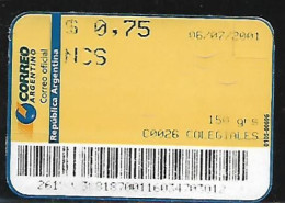 ARGENTINA - AÑO 2001 - Etiqueta De Franqueo NCS 150 Grs - Colegiales - Franking Labels