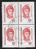 ARGENTINA - AÑO 1977/78 - Serie Proceres Y Riquezas Nacionales III - Gral Don José De San Martín - Cuadro 100p (f) Usado - Used Stamps