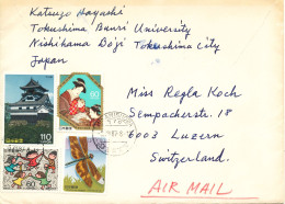 Japan Cover Sent To Switzerland 1987 Topic Stamps - Storia Postale