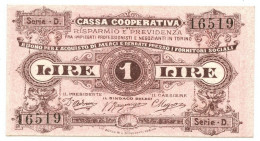 1 LIRA BUONO ACQUISTO CASSA RISPARMIO E PREVIDENZA TORINO 1893-1894 QFDS - Other & Unclassified