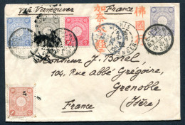 RC 25553 JAPON 1902 POSTAL STATIONARY COVER / LETTRE SENT TO GRENOBLE FRANCE VIA VANCOUVER CANADA - Briefe U. Dokumente