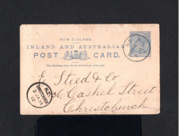 16279-NEW ZEALAND.OLD POSTCARD KIRWEE To CHRISTCHURCH.1891.Carte Postale NOUVELLE ZÉLANDE - Storia Postale