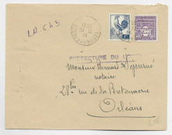 FRANCE COQ 2FR+ 2FR50 VIOLET ARC TRIOMPHE LETTRE REC PROVISOIRE PARIS 30.12.1944  AU TARIF - 1944 Hahn Und Marianne D'Alger