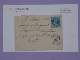 BU17  FRANCE  BELLE  LETTRE  RR 1867 PETIT BUREAU JARGEAU   A GIEN  +N°29+ AFF .PLAISANT++ - 1863-1870 Napoléon III Con Laureles