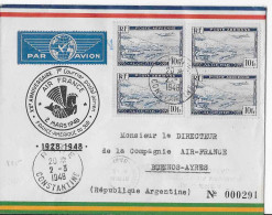 ALGERIE LETTRE PAR AVION  XXe ANNIVERSAIRE 1er COURRIER POSTAL AERIEN FRANCE AMERIQUE DU SUD 2 MARS 1948 - Airmail