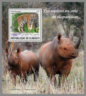 DJIBOUTI 2023 MNH Rhino Nashorn Endangered Species S/S I - IMPERFORATED - DHQ2326 - Rhinozerosse