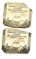 (2) Assignats 50 Sols, La Révolution, Loi 23 Mai 1793,  Séries 1780 & 1785, Ass-42b, Laf.167, P#A70b - Assignats & Mandats Territoriaux