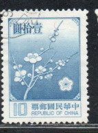 CHINA REPUBLIC CINA TAIWAN FORMOSA 1979 FLORA FLOWERS PLUM BLOSSOMS NATIONAL FLOWER 10$ USED USATO OBLITERE' - Gebraucht