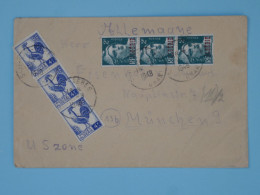 BU18  ALGERIE   BELLE  LETTRE RR 1949  A MUNCHEN US ZONE 2 BANDE DE TP +SURCHARGE  + AFF .INTERESSANT+ - Covers & Documents